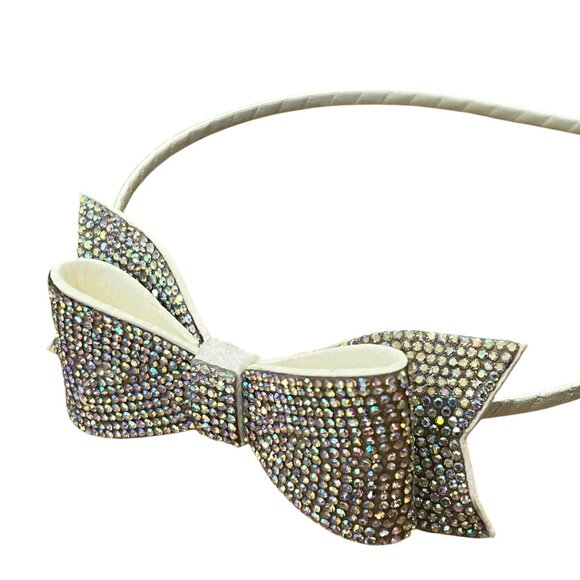 Bari Lynn Crystal Rhinestone Bow Headband Girls Glittering Stones Elegant Party - Picture 1 of 4